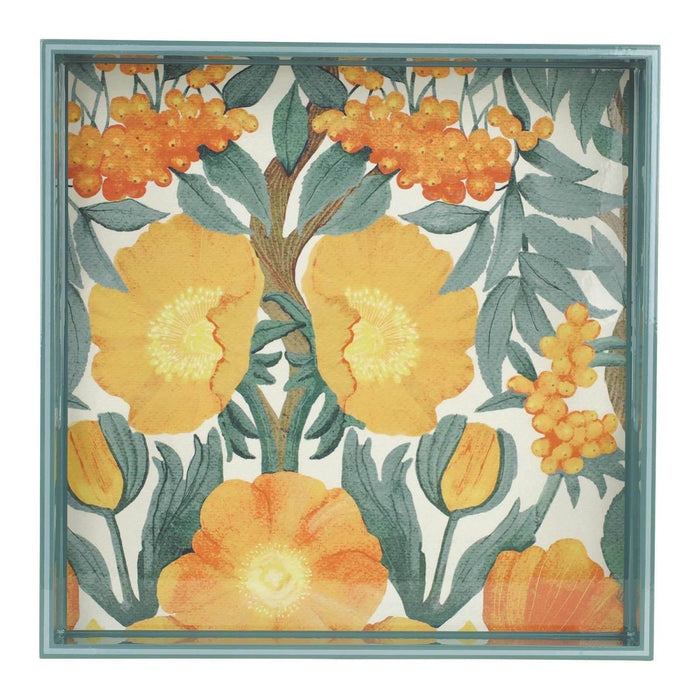 Icelandic Poppies Gold Square Laquer Serving Tray Tray - rockflowerpaper