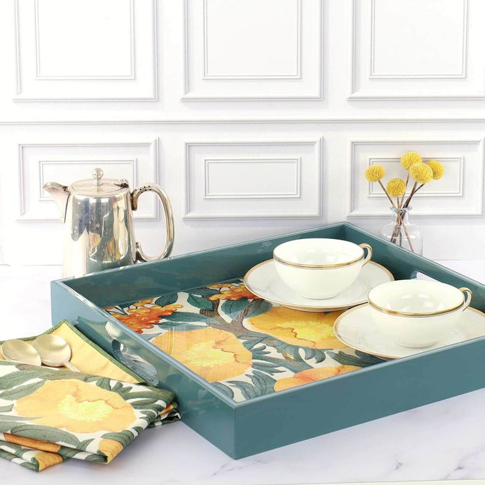 Icelandic Poppies Gold Square Laquer Serving Tray Tray - rockflowerpaper