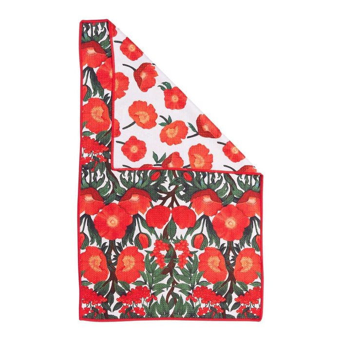 Icelandic Poppies Green blu Kitchen Tea Towel Tea Towel - rockflowerpaper