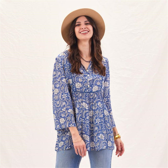 Jasmine Blue Bohemian Tunic Tunic - Rockflowerpaper