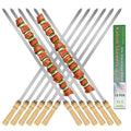 JOWHONK 21.5 inch Long Flat Skewers for Kabobs (12 PCS),0.4" Wide 304 Stainless Steel Barbecue Kebab Skewers for Grilling with Wood Handle,Durable for BBQ Metal Kabob Skewer Sticks for Outdoor