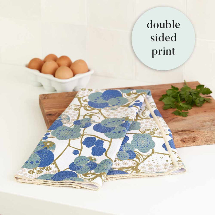 Kintsugi Blue blu Kitchen Tea Towel - Double - Sided Print Kitchen Towel - rockflowerpaper