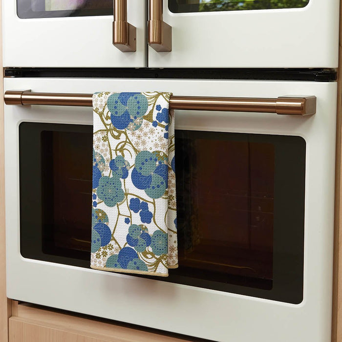 Kintsugi Blue blu Kitchen Tea Towel - Double - Sided Print Kitchen Towel - rockflowerpaper