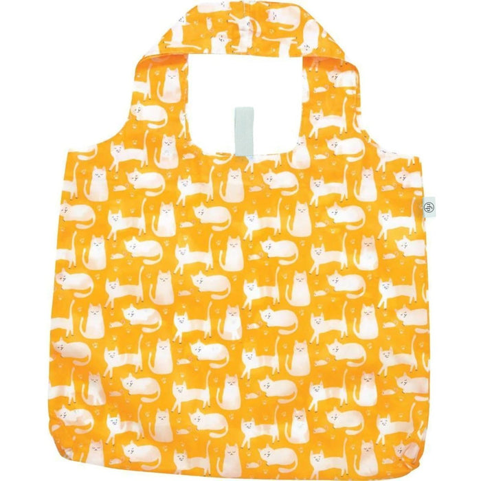 Kitty Cats Yellow blu Reusable Shopping Bag Reusable Shopping Bag - rockflowerpaper