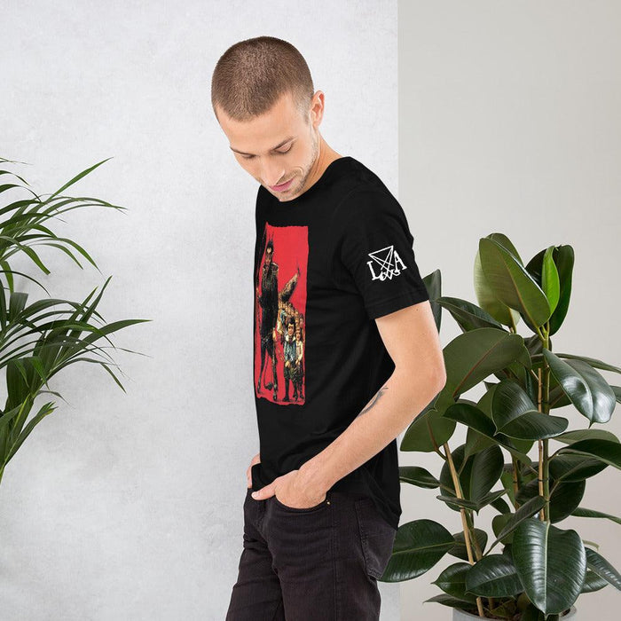 Krampus leading to Hell Short-Sleeve Unisex T-Shirt - The Luciferian Apotheca