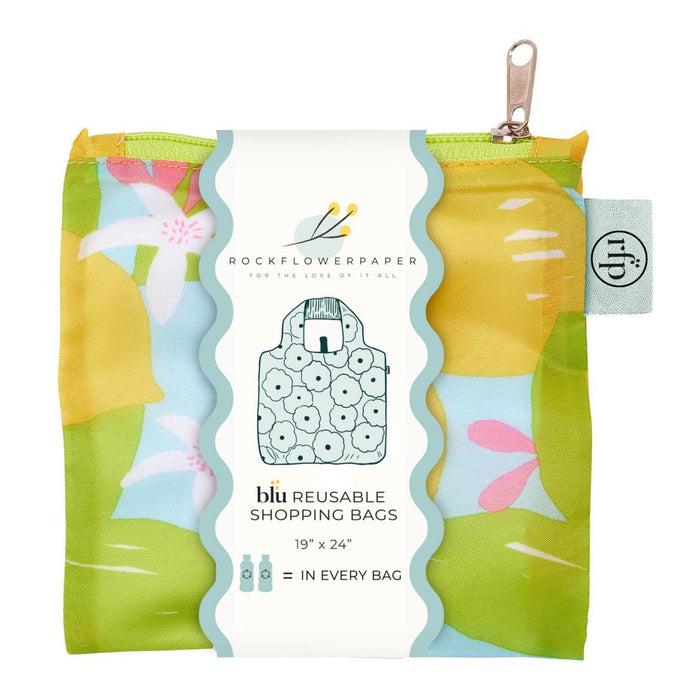 Lemon Blossoms blu Reusable Shopping Bag Reusable Shopping Bag - rockflowerpaper