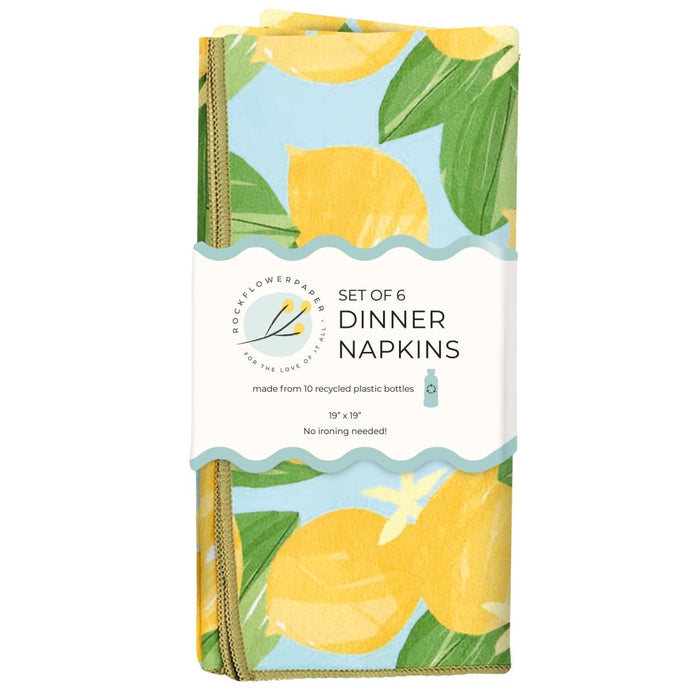 Lemon Blossoms Eco Dinner Napkins (Set of 6) Dinner Napkin - rockflowerpaper
