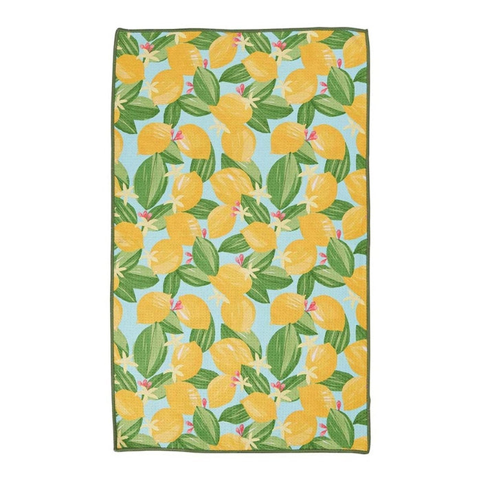 Lemon Blossoms blu Kitchen Tea Towel - Double - Sided Print Kitchen Towel - rockflowerpaper