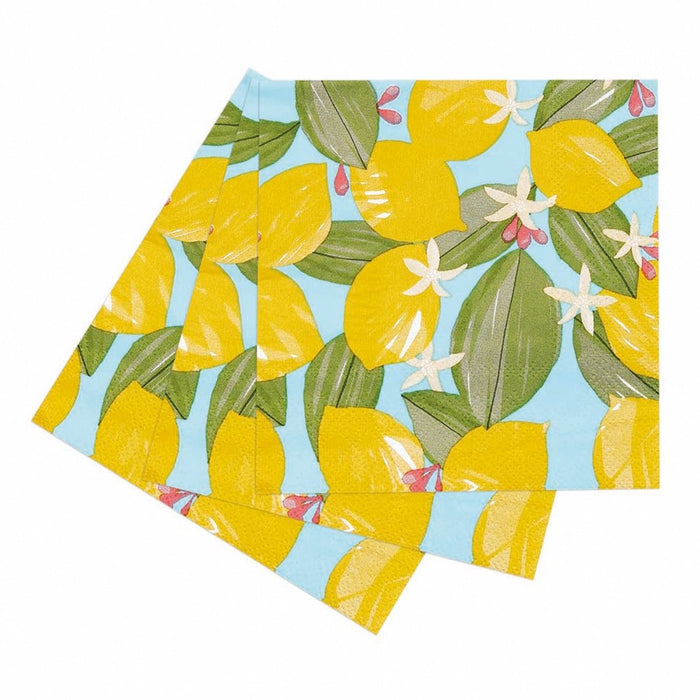 Lemon Blossoms Paper Cocktail Napkins (Pack of 25) Paper Cocktail Napkin - rockflowerpaper