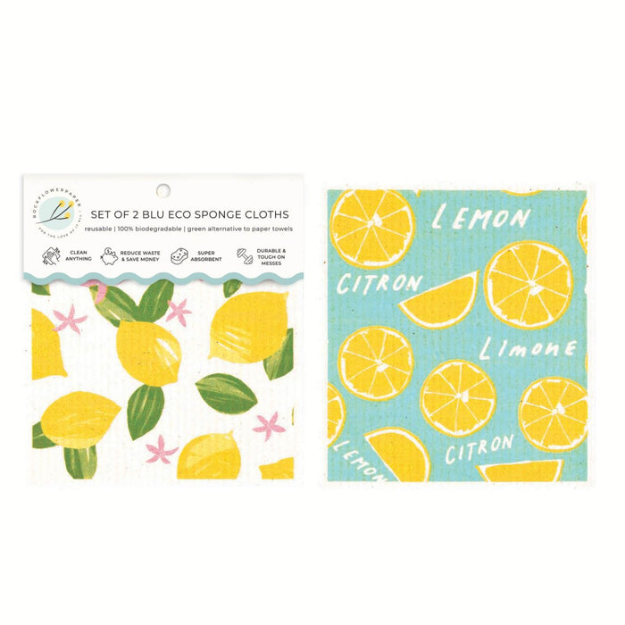 Limone blu Eco Sponge Cloths (Set of 2) Eco Cloth - rockflowerpaper