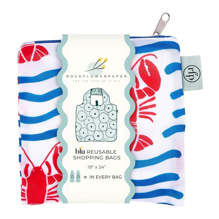 Lobster Waves blu Reusable Shopping Bag Reusable Shopping Bag - rockflowerpaper