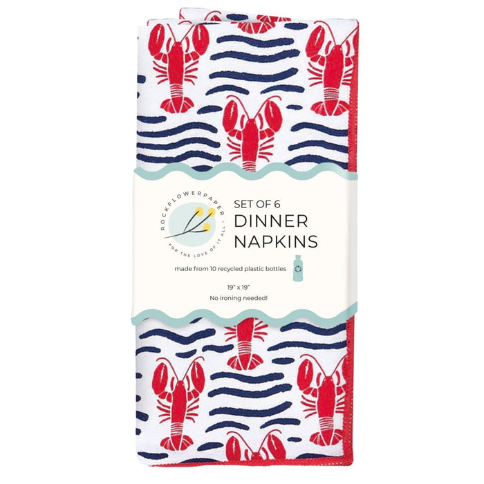 Lobster Waves Eco Dinner Napkins (Set of 6) Dinner Napkin - rockflowerpaper