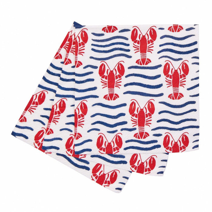 Lobster Waves Paper Cocktail Napkins (Pack of 25) Paper Cocktail Napkin - rockflowerpaper