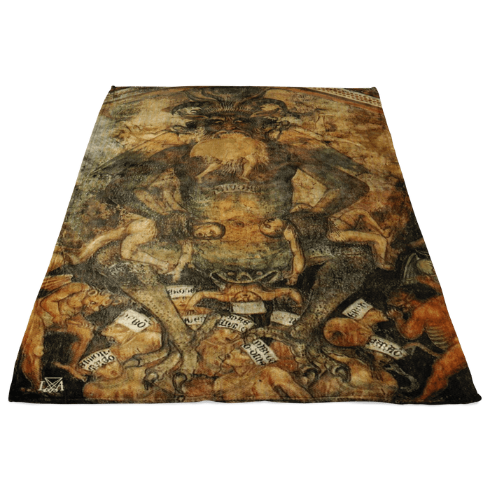 Lord of Hell Devouring Souls Fleece Blanket - The Luciferian Apotheca