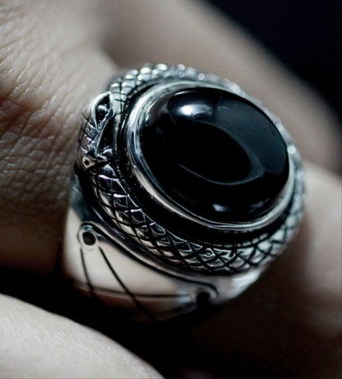 Lucifer Sigil Leviathan Ring | Sterling Silver .925 with Black Stone