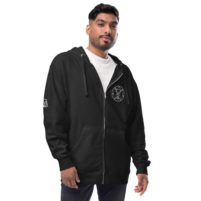 Lucifer Sigil of the Morningstar Unisex fleece zip up hoodie - The Luciferian Apotheca