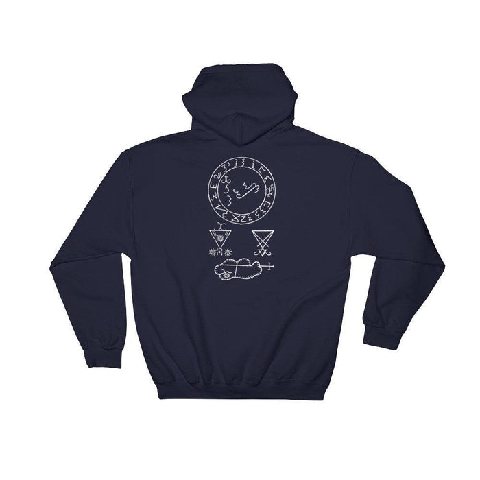 Lucifer Sigil White Front / Back Hooded Printed Sweatshirt - The Luciferian Apotheca