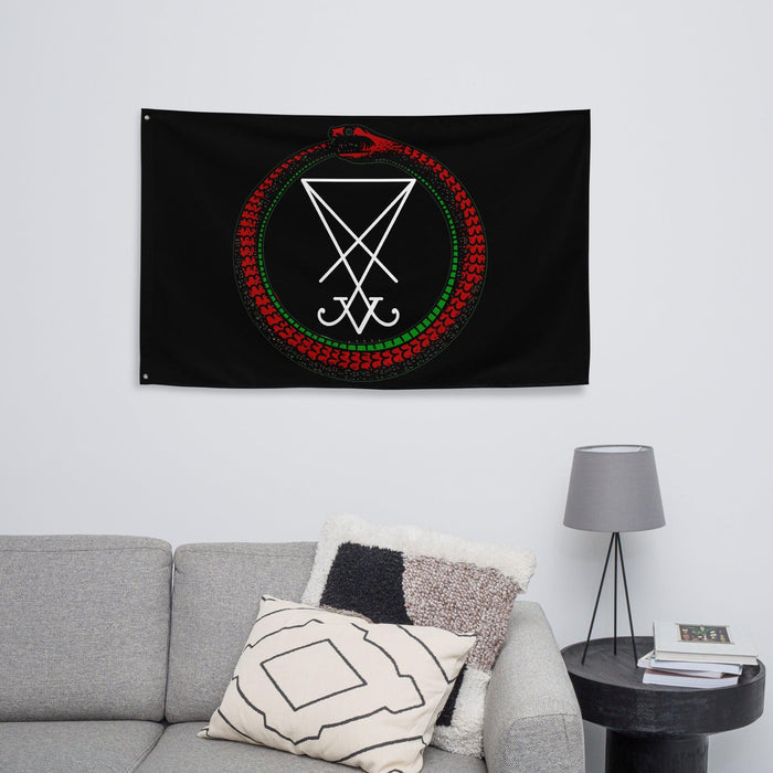 Luciferian Ouroboros Flag - The Luciferian Apotheca