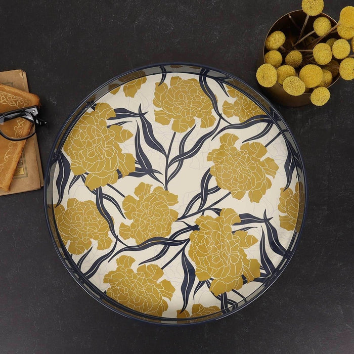 Marigold Round Laquer Serving Tray Tray - rockflowerpaper