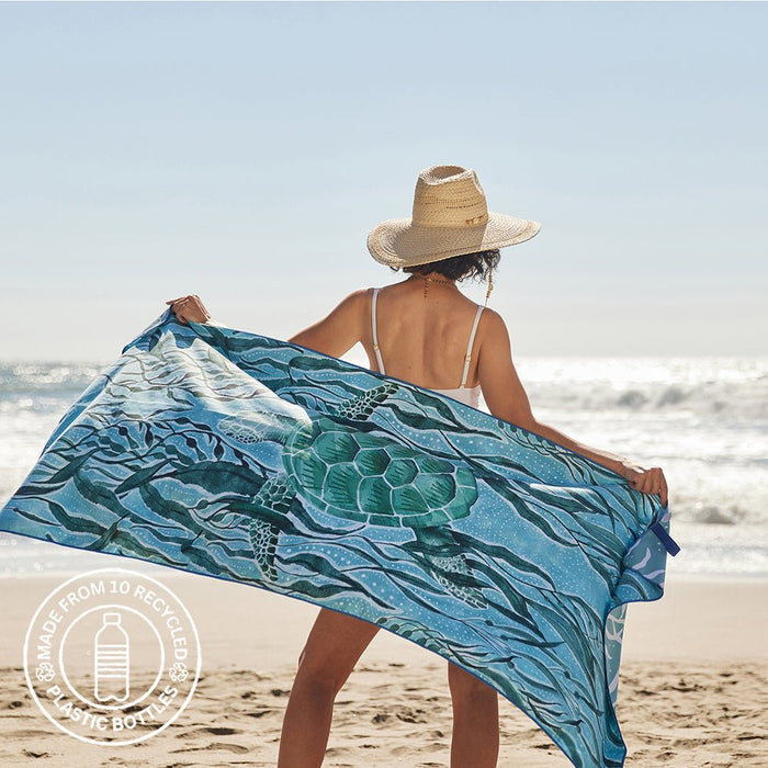 Marine Turtle Reversible Eco Beach Towel Beach Towel - rockflowerpaper