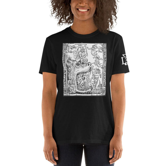 Medieval Lucifer and Satan before Hell Short sleeve t-shirt - The Luciferian Apotheca