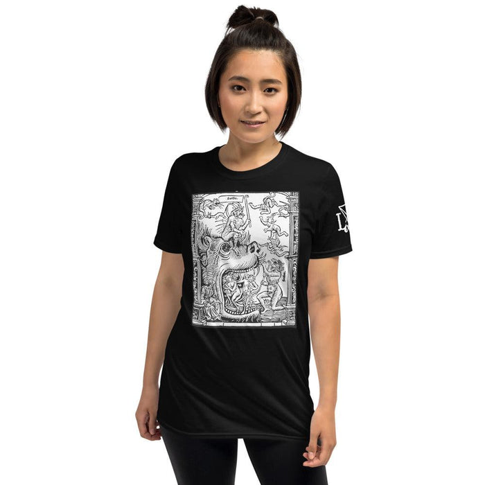 Medieval Lucifer and Satan before Hell Short sleeve t-shirt - The Luciferian Apotheca