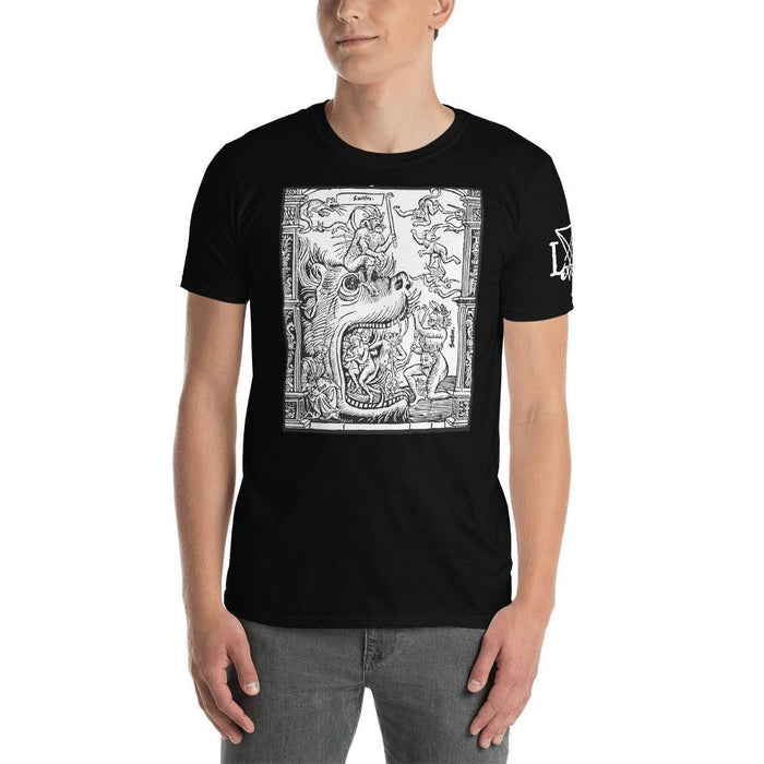 Medieval Lucifer and Satan before Hell Short sleeve t-shirt - The Luciferian Apotheca