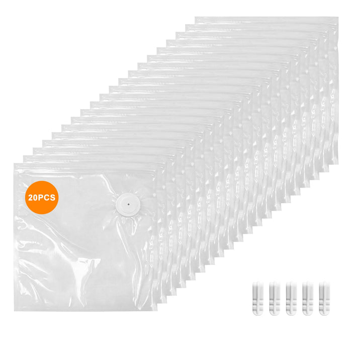 MEGAWISE Reusable Vacuum Zipper Bags, 8.5 x 8.5 in, 20 Pack, BPA-Free
