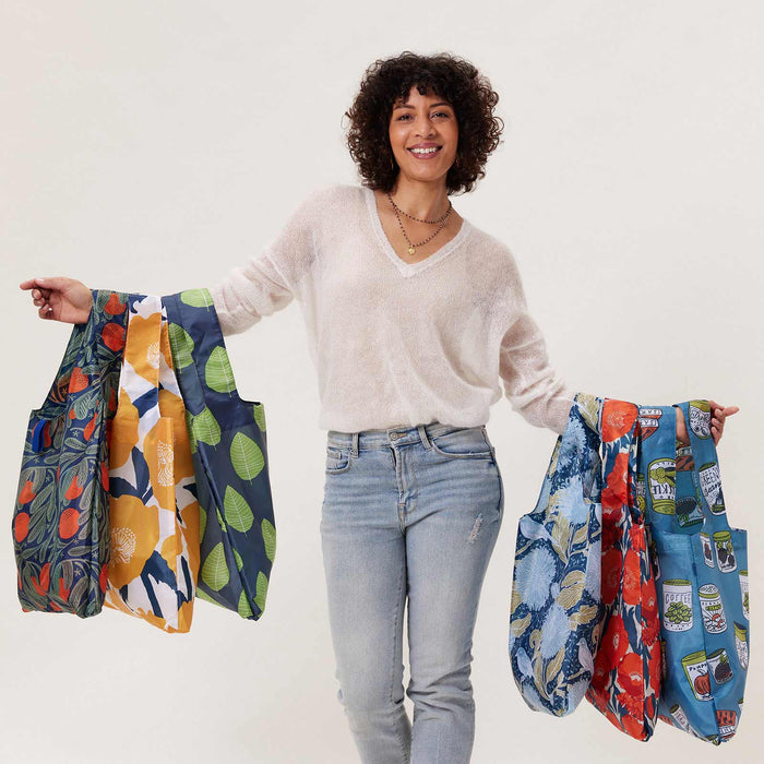 OUTLET Modern Poppy Blu Bag Reusable Shopping Bag - Machine Washable pos-Reusable Shopping Bag - rockflowerpaper