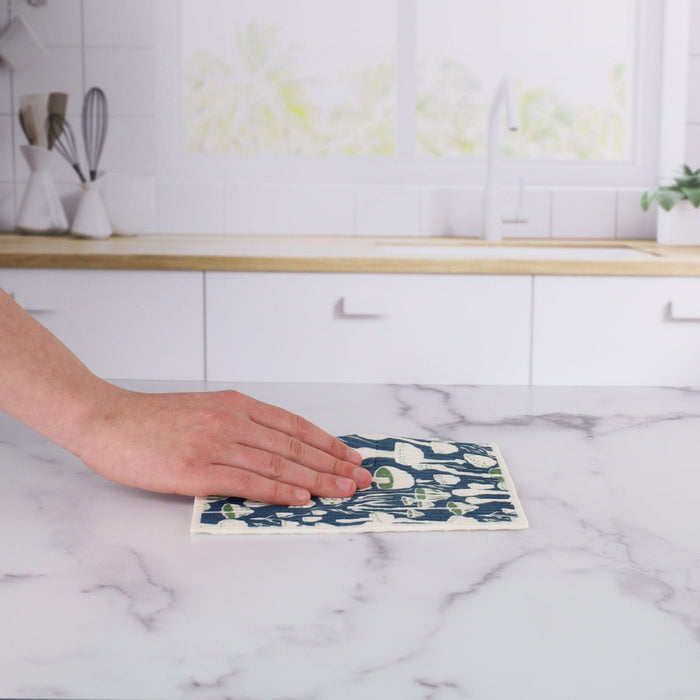 Mushrooms blu Eco Sponge Cloths (Set of 2) Eco Cloth - rockflowerpaper