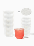 NATURAL 12oz Rounded Bottom Compostable Arc 98mm Cup & Straw Lid Bundle - 100 Pack
