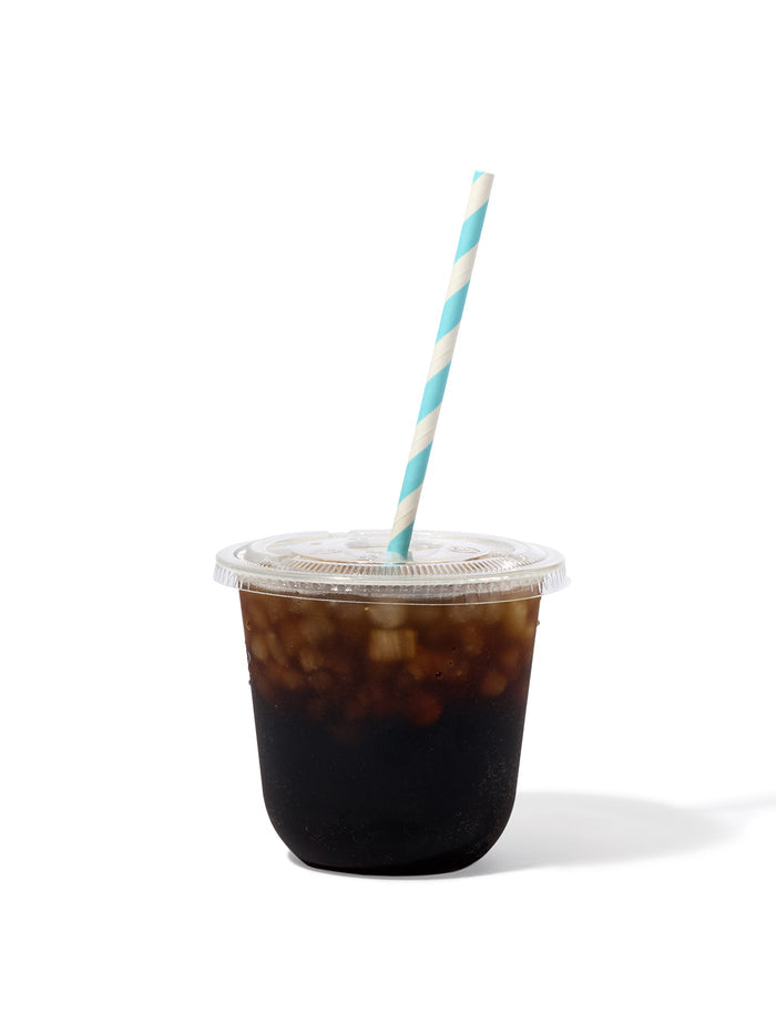 NATURAL 12oz Rounded Bottom Compostable Arc 98mm Cup & Straw Lid Bundle - 100 Pack
