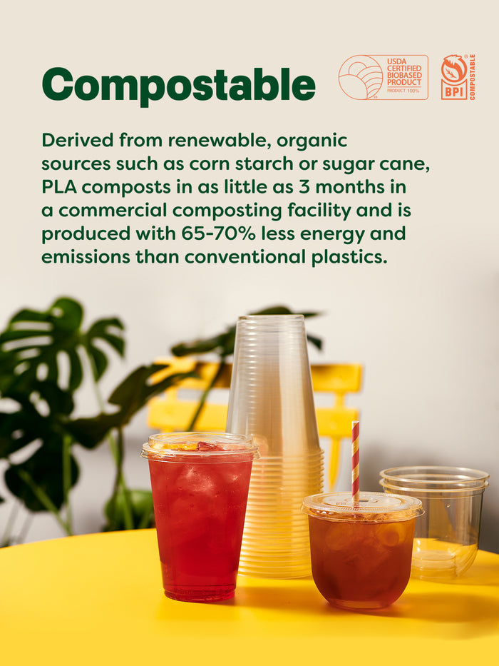 NATURAL 24oz Rounded Bottom Compostable 96mm Arc Cup - Bulk - 1000/Case