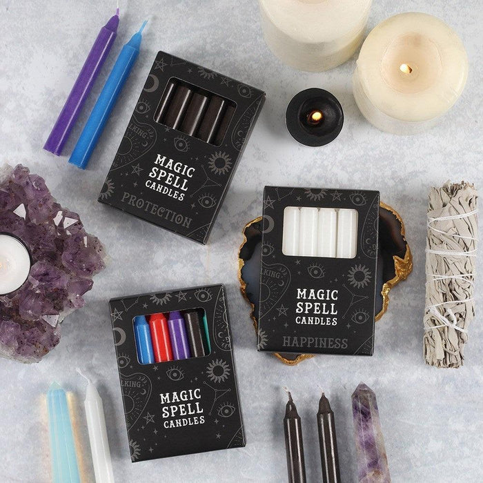 PACK OF 12 BLACK 'PROTECTION' CHIME SPELL CANDLES - The Luciferian Apotheca