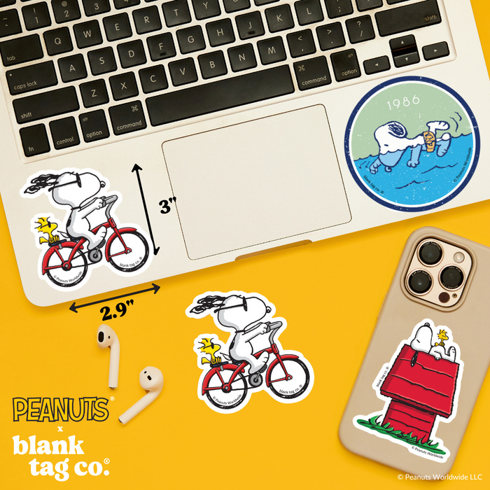 Peanuts® Waterproof Sticker - Snoopy Riding A Bicycle