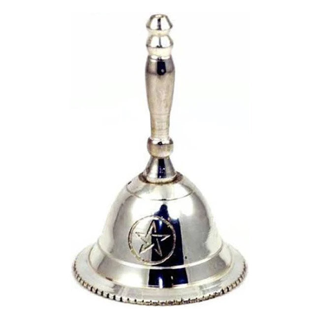 Pentacle Altar Bell | Silver Plated Ritual Tool | Witchcraft & Pagan Altar Supply