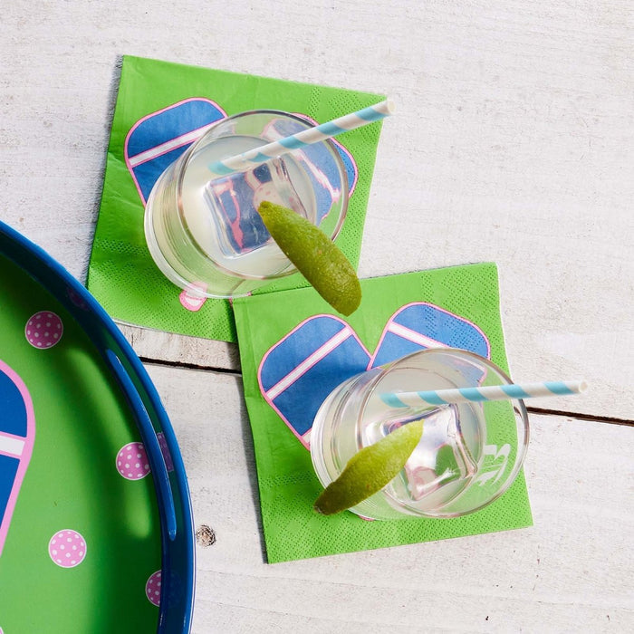 Pickleball Green Paper Cocktail Napkins (Pack of 25) Paper Cocktail Napkin - rockflowerpaper