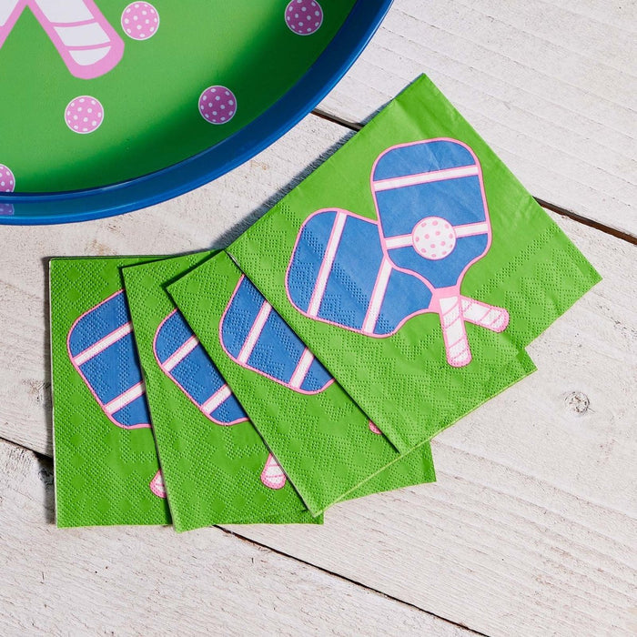 Pickleball Green Paper Cocktail Napkins (Pack of 25) Paper Cocktail Napkin - rockflowerpaper