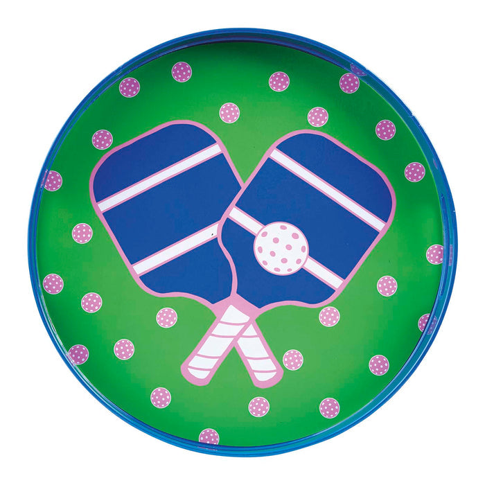 Pickleball Green Round Lacquer Serving Tray