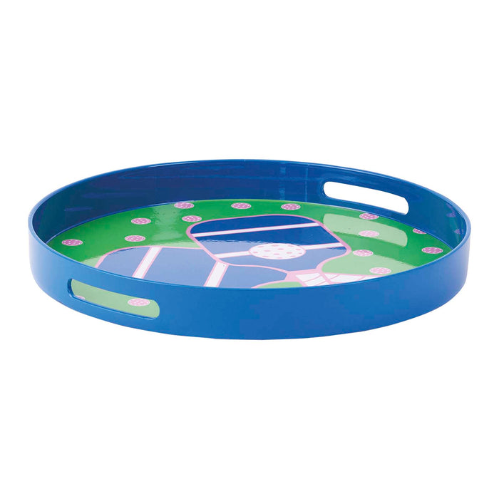 Pickleball Green Round Lacquer Serving Tray