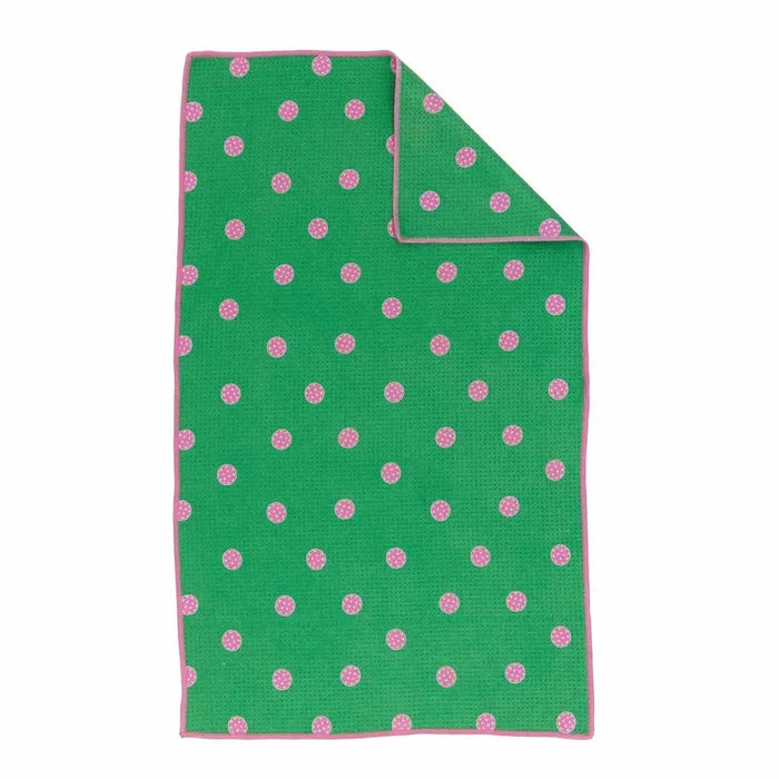 Pink and Green Polka Dots Eco Kitchen Tea Towel Tea Towel - Rockflowerpaper