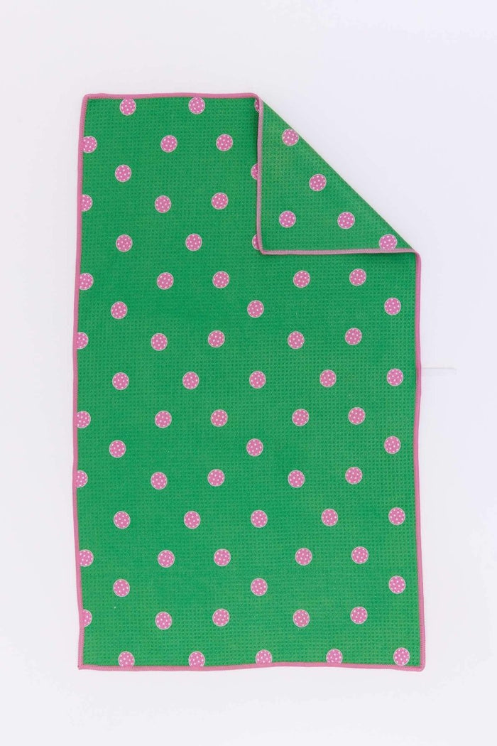 Pink and Green Polka Dots Eco Kitchen Tea Towel Tea Towel - Rockflowerpaper