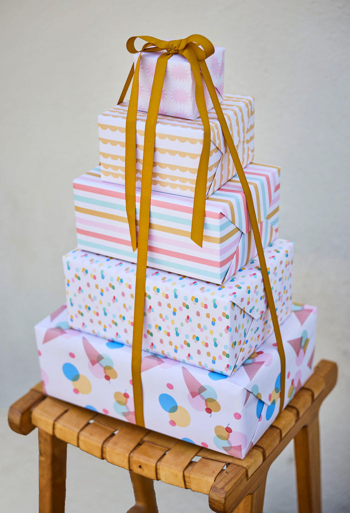 pink bursts + warm beach stripe double-sided wrap