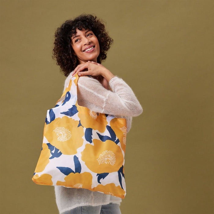 Poppies Blu Bag Reusable Shopping Bag - Machine Washable Reusable Shopping Bag - rockflowerpaper