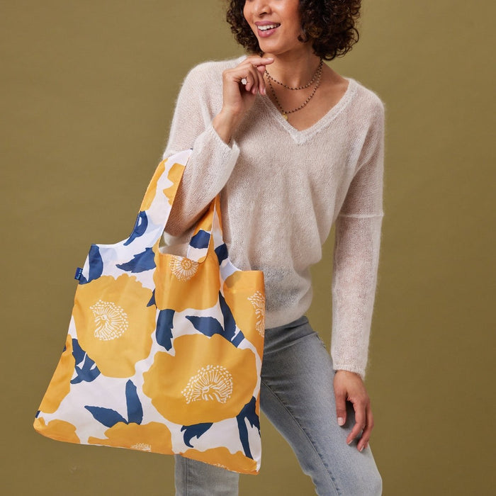 Poppies Blu Bag Reusable Shopping Bag - Machine Washable Reusable Shopping Bag - rockflowerpaper