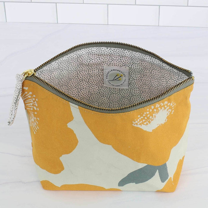 Poppies Gold Medium Essential Canvas Pouch Pouch - rockflowerpaper
