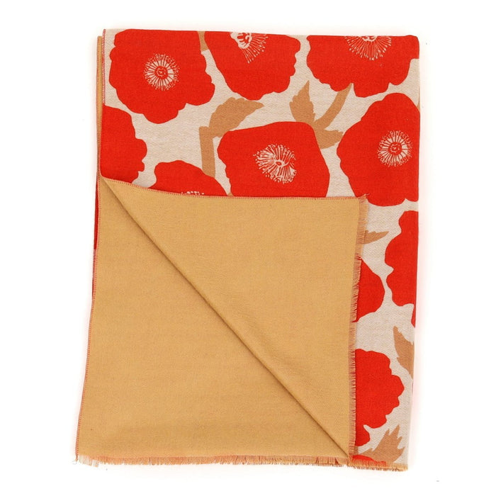Poppies Red Reversible Wrap Scarf - rockflowerpaper