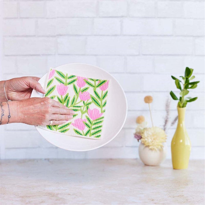 Poppy Papaver Eco - Friendly blu Sponge Cloth - Set of 2 Eco Cloth - rockflowerpaper