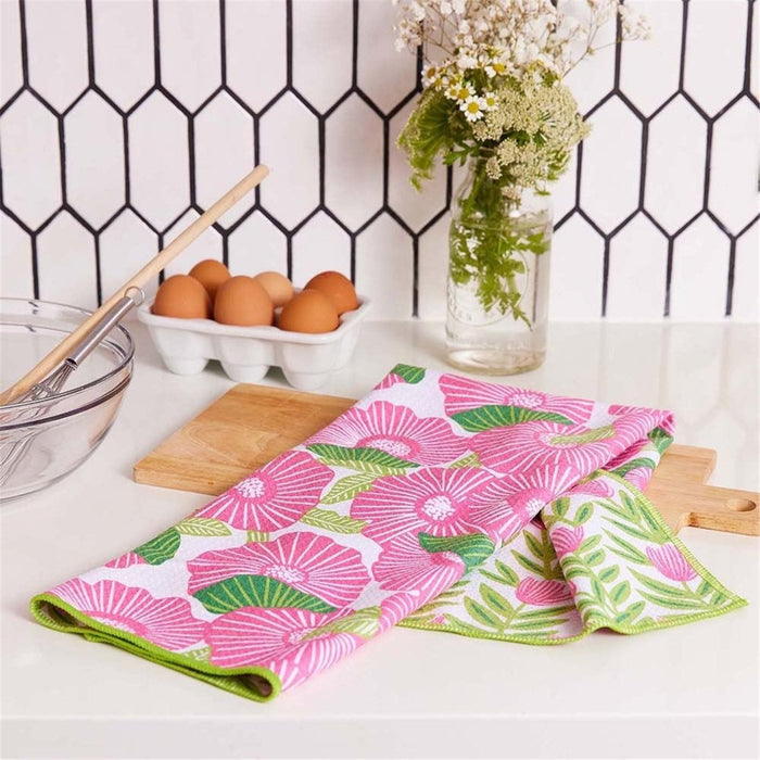Poppy Papaver blu Kitchen Tea Towel - Double - Sided Print Kitchen Towel - rockflowerpaper