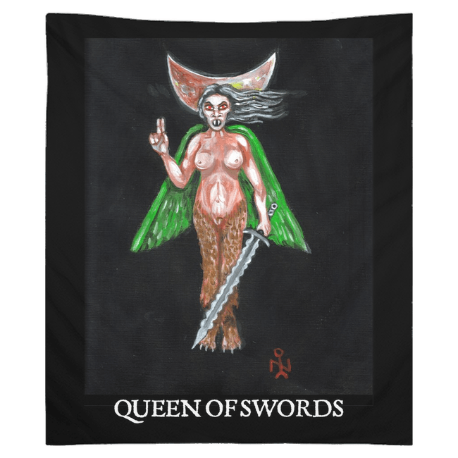 Queen of Swords LILITH Luciferian Tarot Tapestries - The Luciferian Apotheca